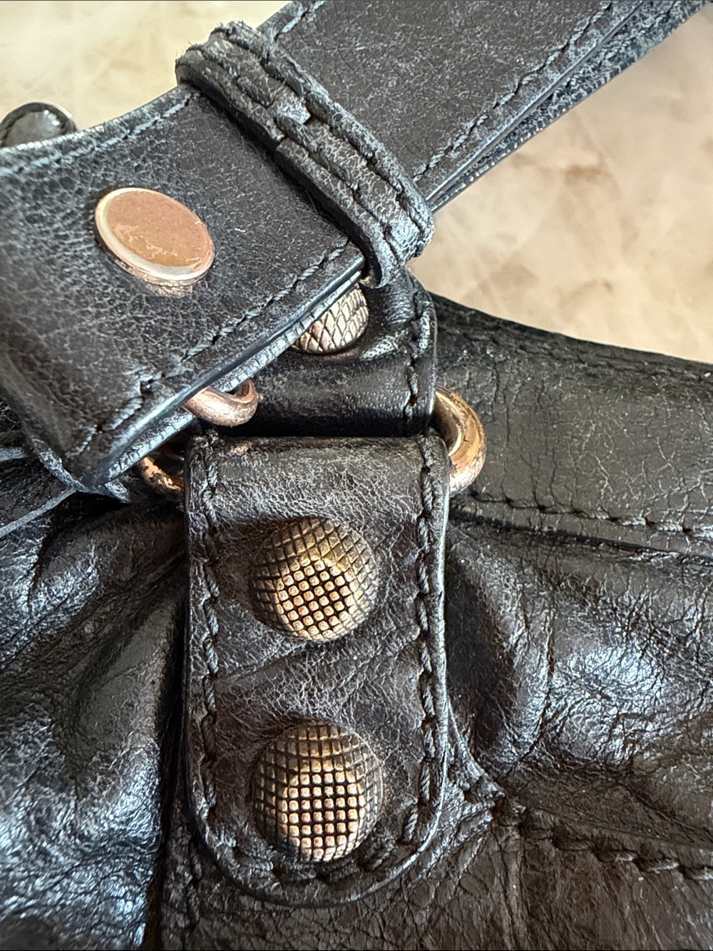 Balenciaga Black Leather Satchel with Gold Hardware - Picture 7 of 16